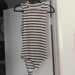 Striped body suit.
